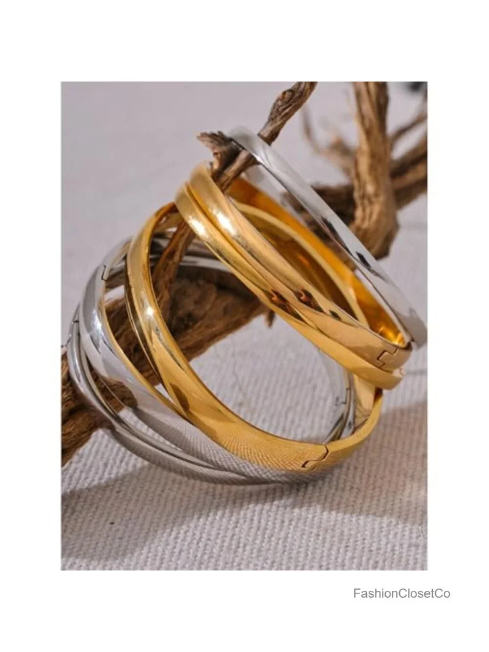 18K Gold/Silver Plated Stainless Steel Waterproof Bangle Bracelets for Small
